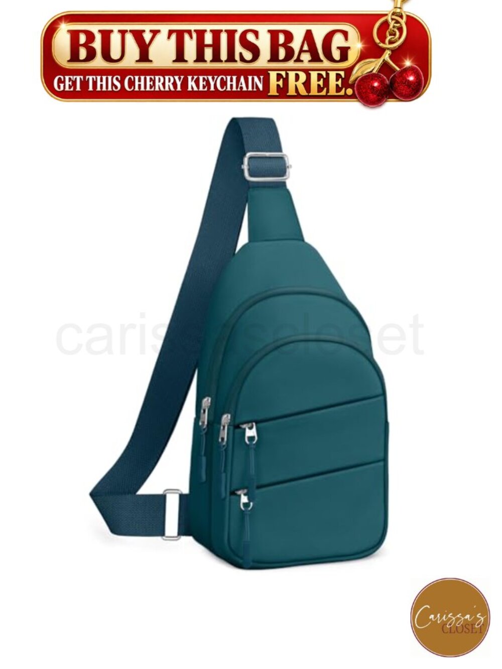 ✨ Crossbody Sling Bag Oxford Fabric Adjustable Strap 5 Zipper Pockets Unisex